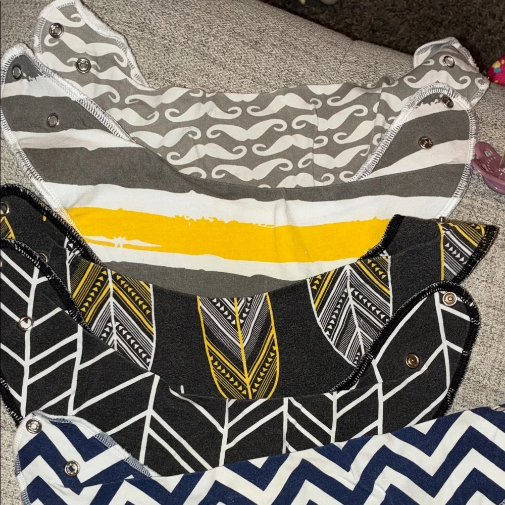Stylish Kids Bandana Bib 6pc Set - Gray, Yellow, Black, Blue